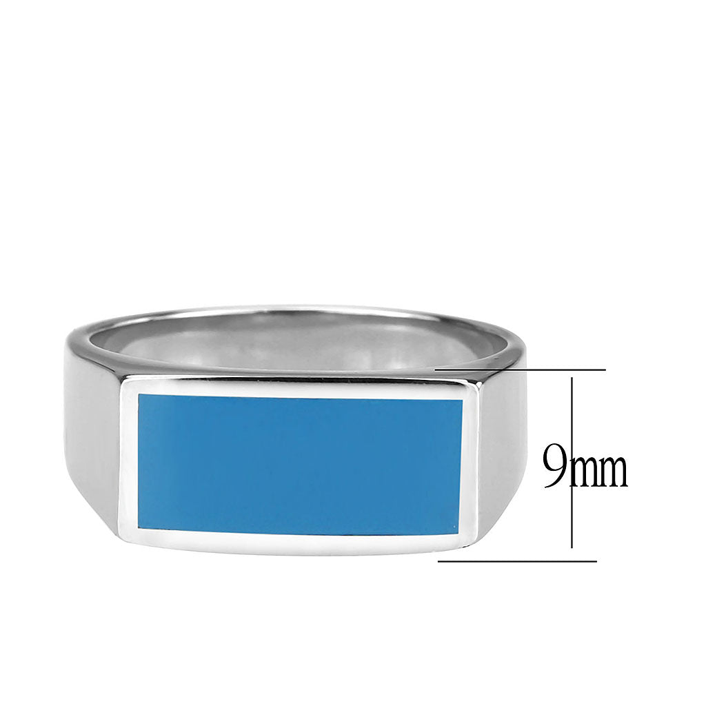 TK3770 - High polished (no plating) Stainless Steel Ring with Epoxy in SeaBlue