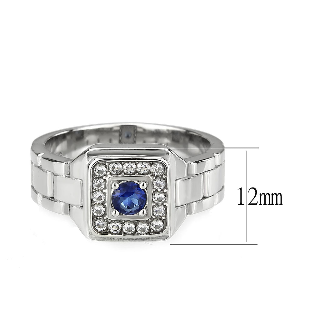 TK3771 - High polished (no plating) Stainless Steel Ring with Synthetic in Montana