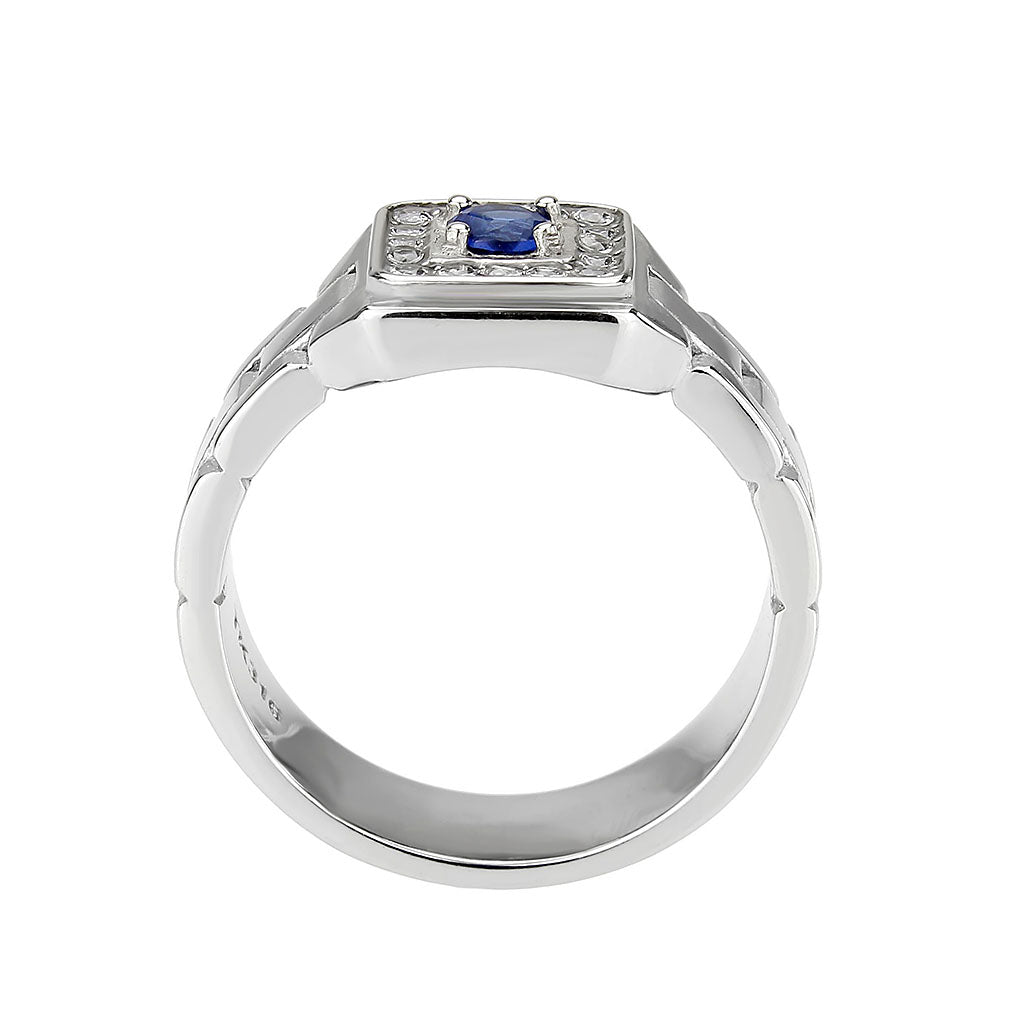 TK3771 - High polished (no plating) Stainless Steel Ring with Synthetic in Montana