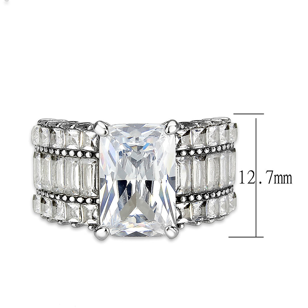 TK3775 - High polished (no plating) Stainless Steel Ring with AAA Grade CZ in Clear