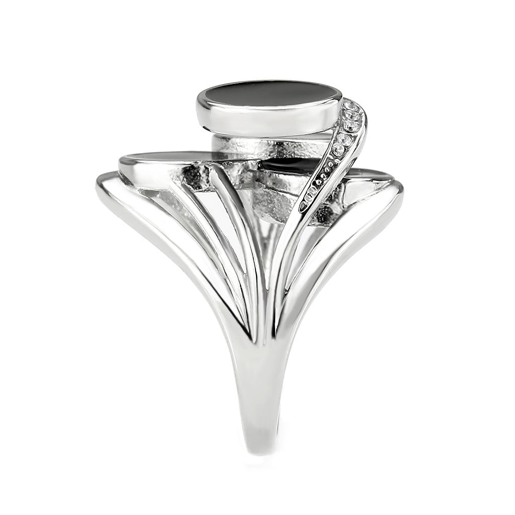 TK3821 - High polished (no plating) Stainless Steel Ring with AAA Grade CZ in Clear