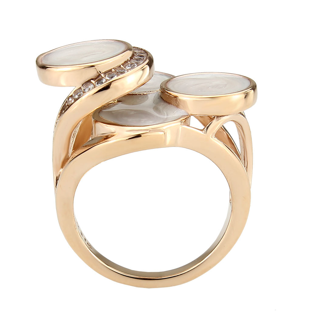 TK3822 - IP Rose Gold(Ion Plating) Stainless Steel Ring with AAA Grade CZ in Clear