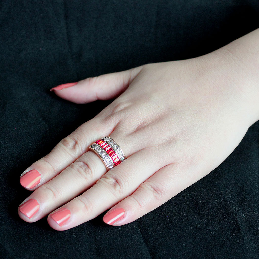 TK3823 - IP Rose Gold(Ion Plating) Stainless Steel Ring with Top Grade Crystal in Red Series