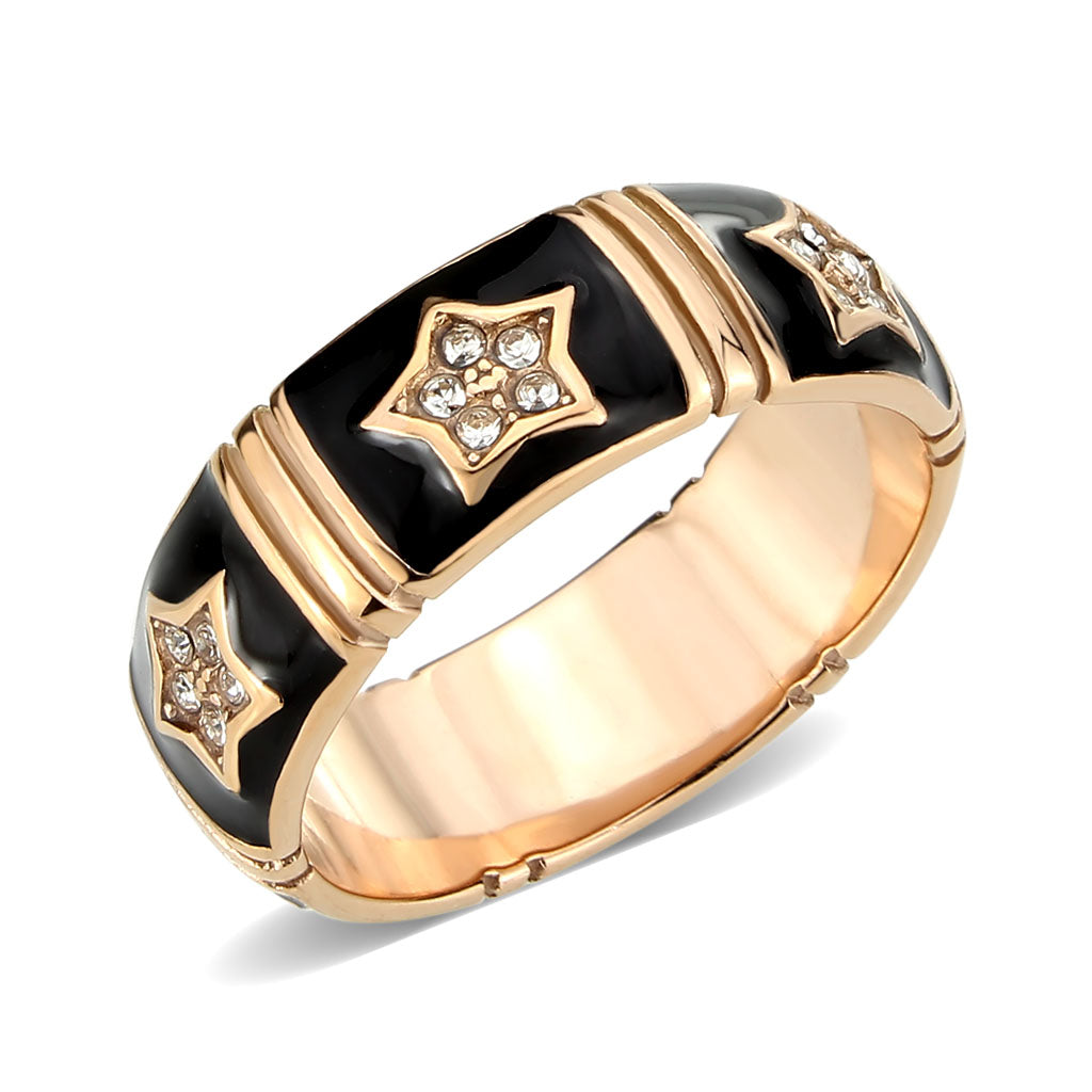 TK3826 - IP Rose Gold(Ion Plating) Stainless Steel Ring with Top Grade Crystal in Clear