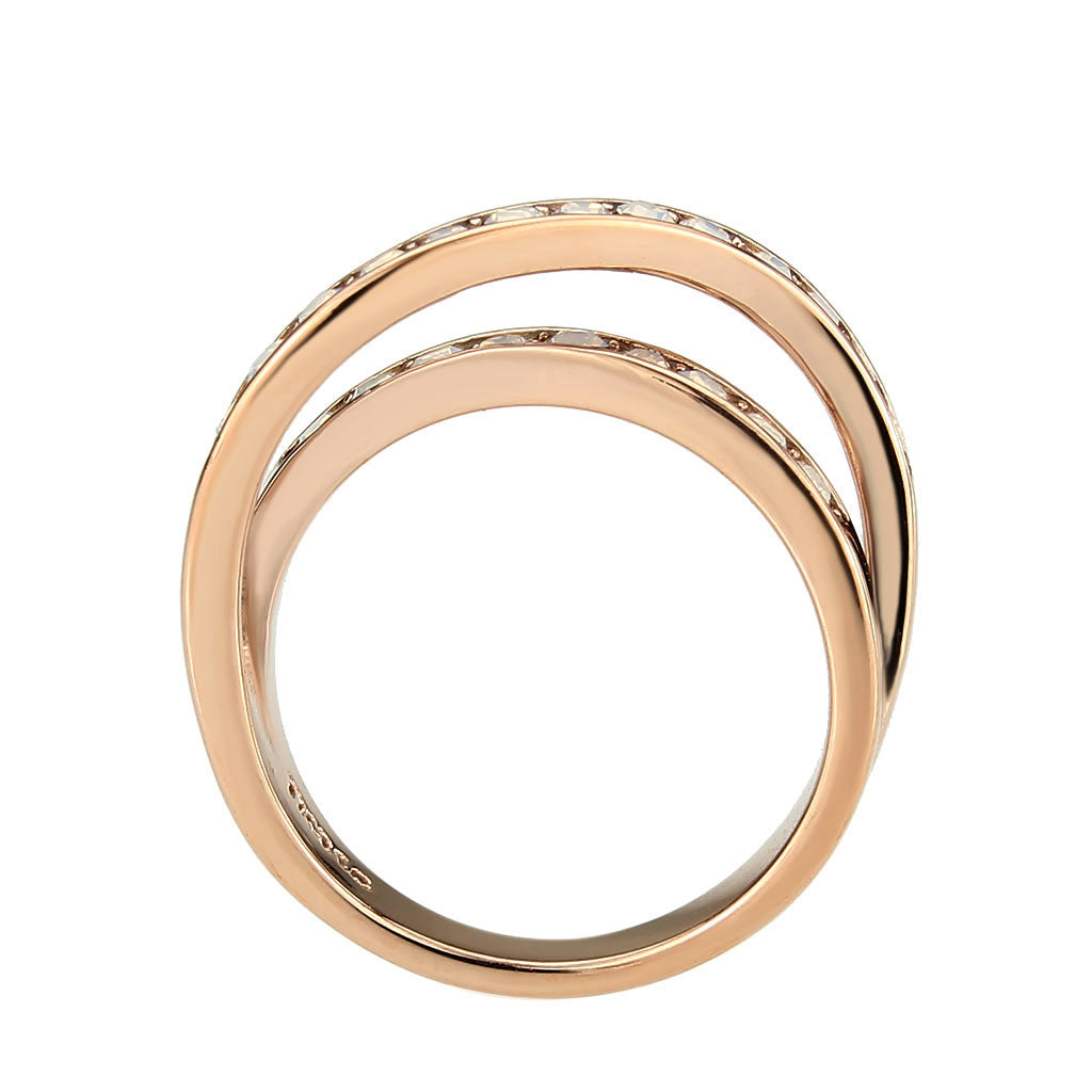 TK3828 - IP Rose Gold(Ion Plating) Stainless Steel Ring with Top Grade Crystal in Fireopal