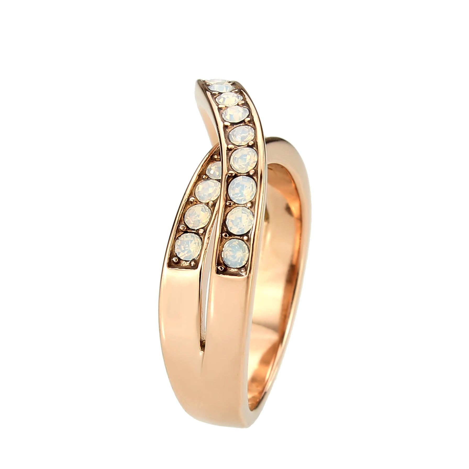 TK3828 - IP Rose Gold(Ion Plating) Stainless Steel Ring with Top Grade Crystal in Fireopal