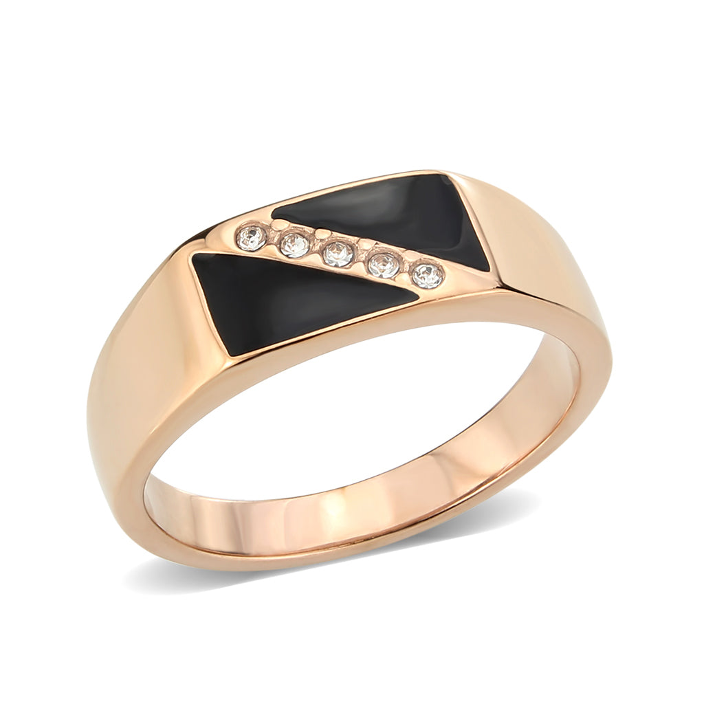 TK3831 - IP Rose Gold(Ion Plating) Stainless Steel Ring with Top Grade Crystal in Clear