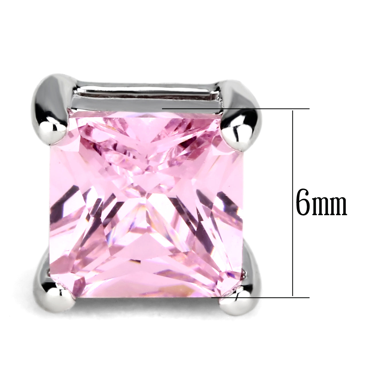 TK3W538 - High polished (no plating) Stainless Steel Earring with AAA Grade CZ in Rose