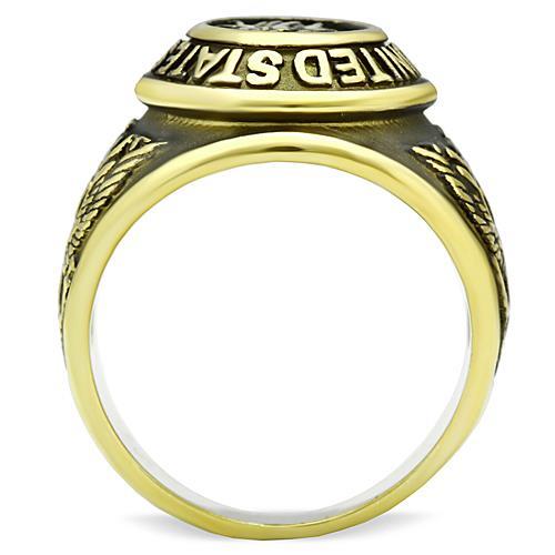 TK414704G - IP Gold(Ion Plating) Stainless Steel Ring with Epoxy  in Jet