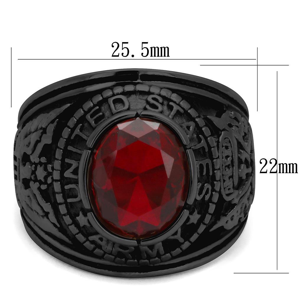 TK414706J - IP Black(Ion Plating) Stainless Steel Ring with Synthetic Synthetic Glass in Siam