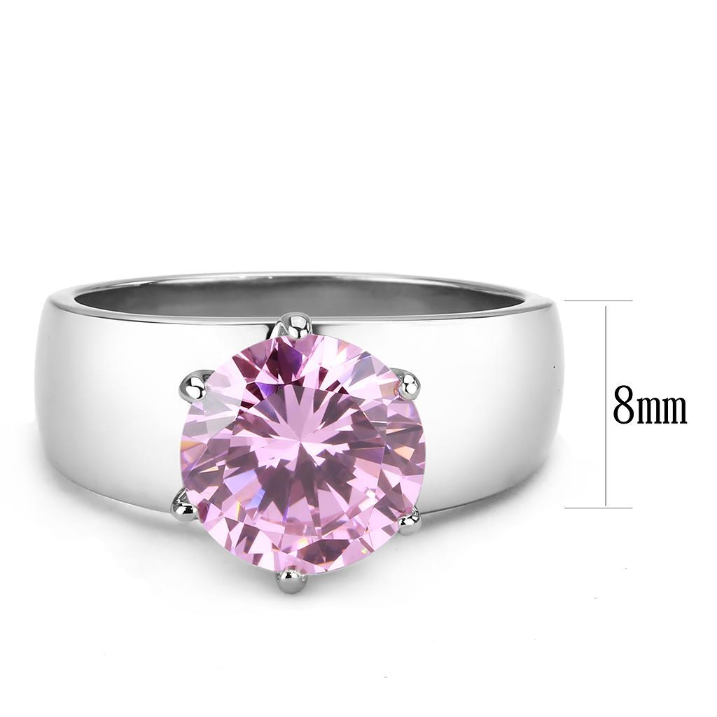 TK52010 - High polished (no plating) Stainless Steel Ring with AAA Grade CZ  in Rose