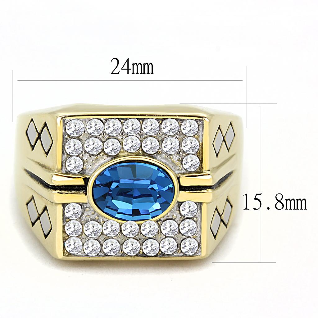 TK752 - Two-Tone IP Gold (Ion Plating) Stainless Steel Ring with Top Grade Crystal  in Montana