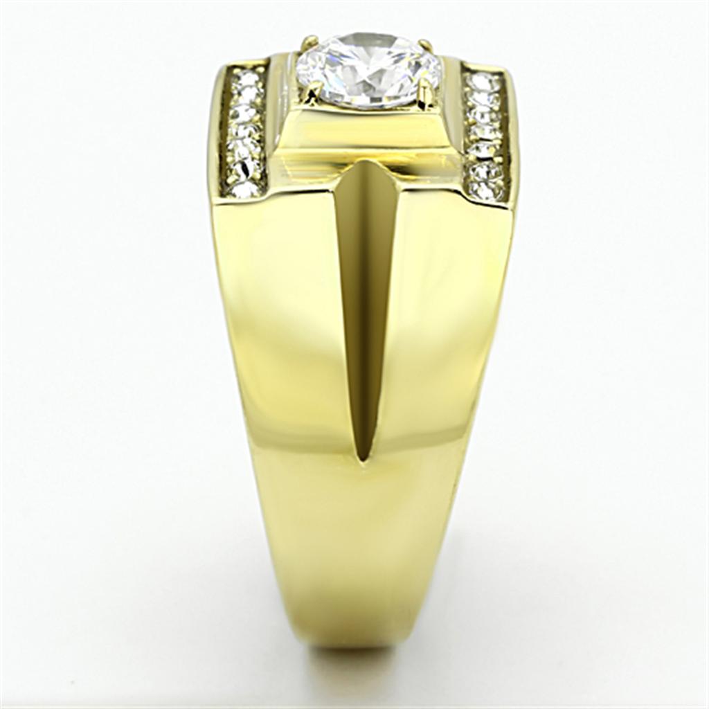 TK777 - IP Gold(Ion Plating) Stainless Steel Ring with AAA Grade CZ  in Clear