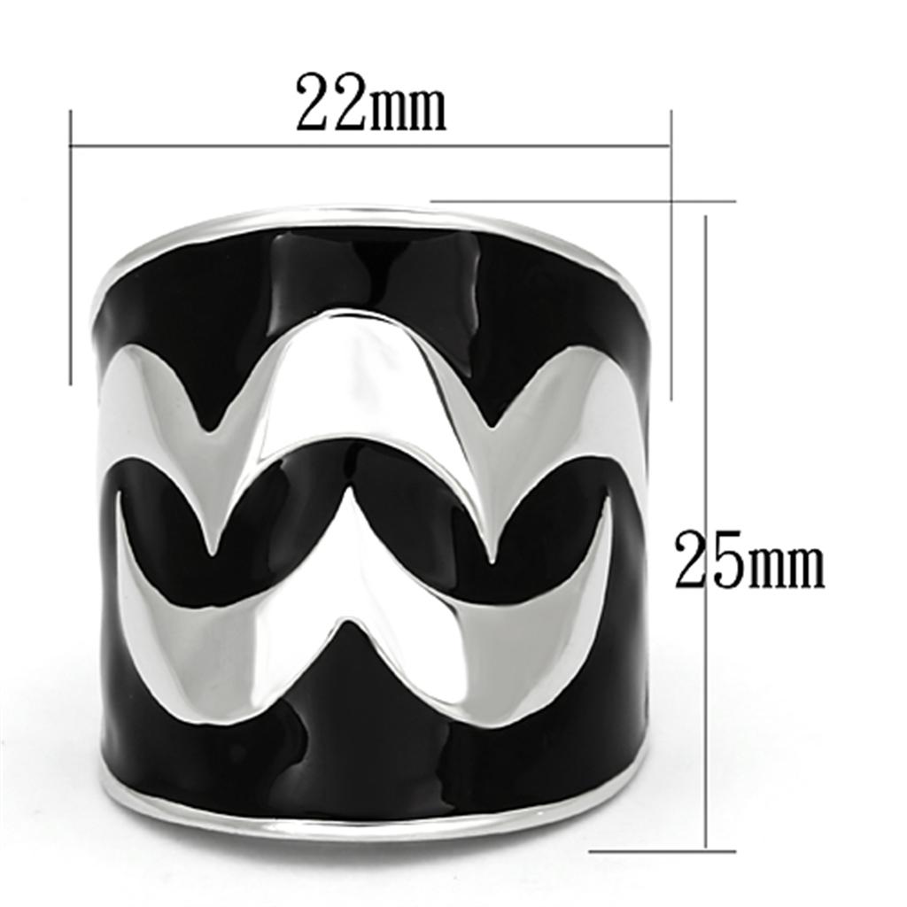 TK926 - High polished (no plating) Stainless Steel Ring with Epoxy  in Jet