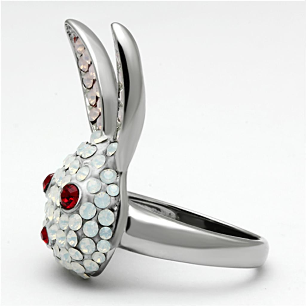 TK931 - High polished (no plating) Stainless Steel Ring with Top Grade Crystal  in Multi Color