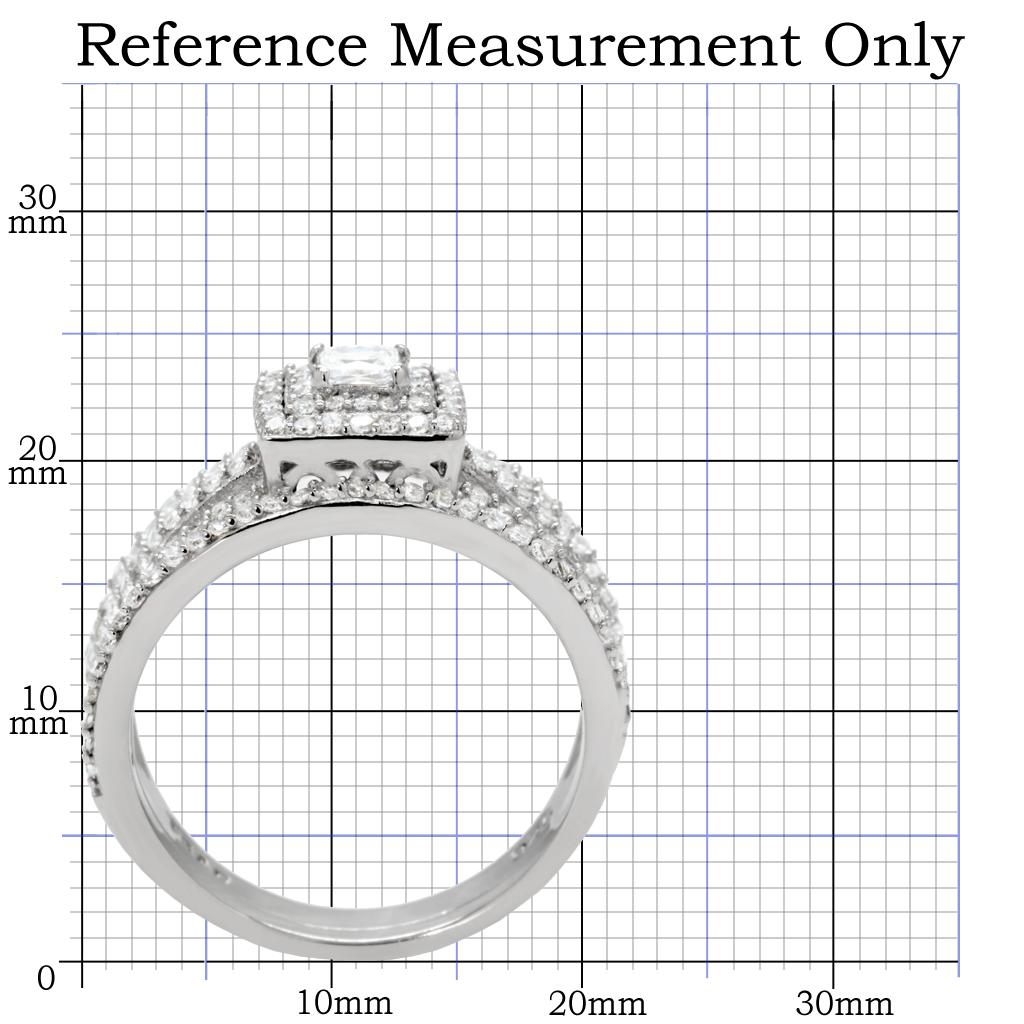 TS003 - Rhodium 925 Sterling Silver Ring with AAA Grade CZ  in Clear