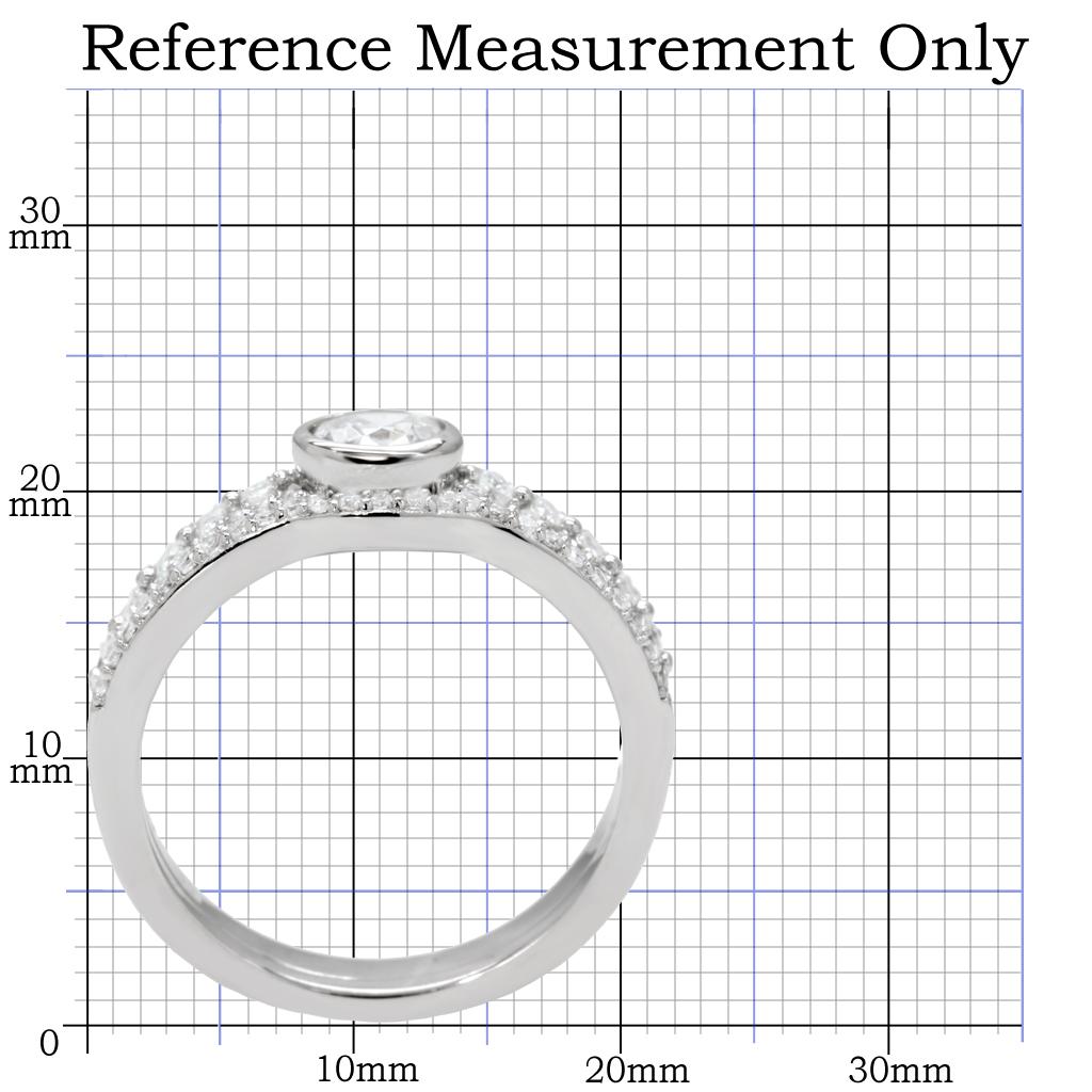 TS005 - Rhodium 925 Sterling Silver Ring with AAA Grade CZ  in Clear