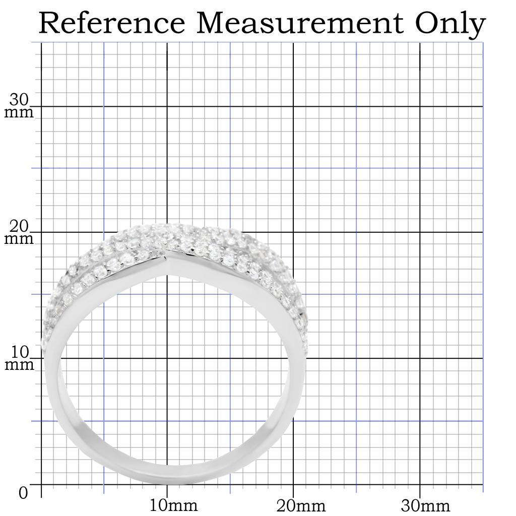 TS008 - Rhodium 925 Sterling Silver Ring with AAA Grade CZ  in Clear