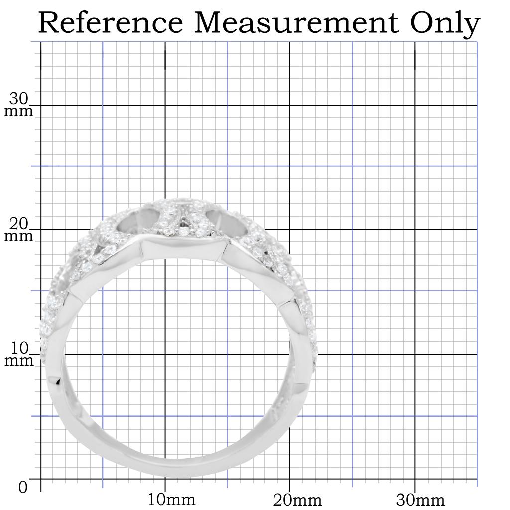 TS009 - Rhodium 925 Sterling Silver Ring with AAA Grade CZ  in Clear