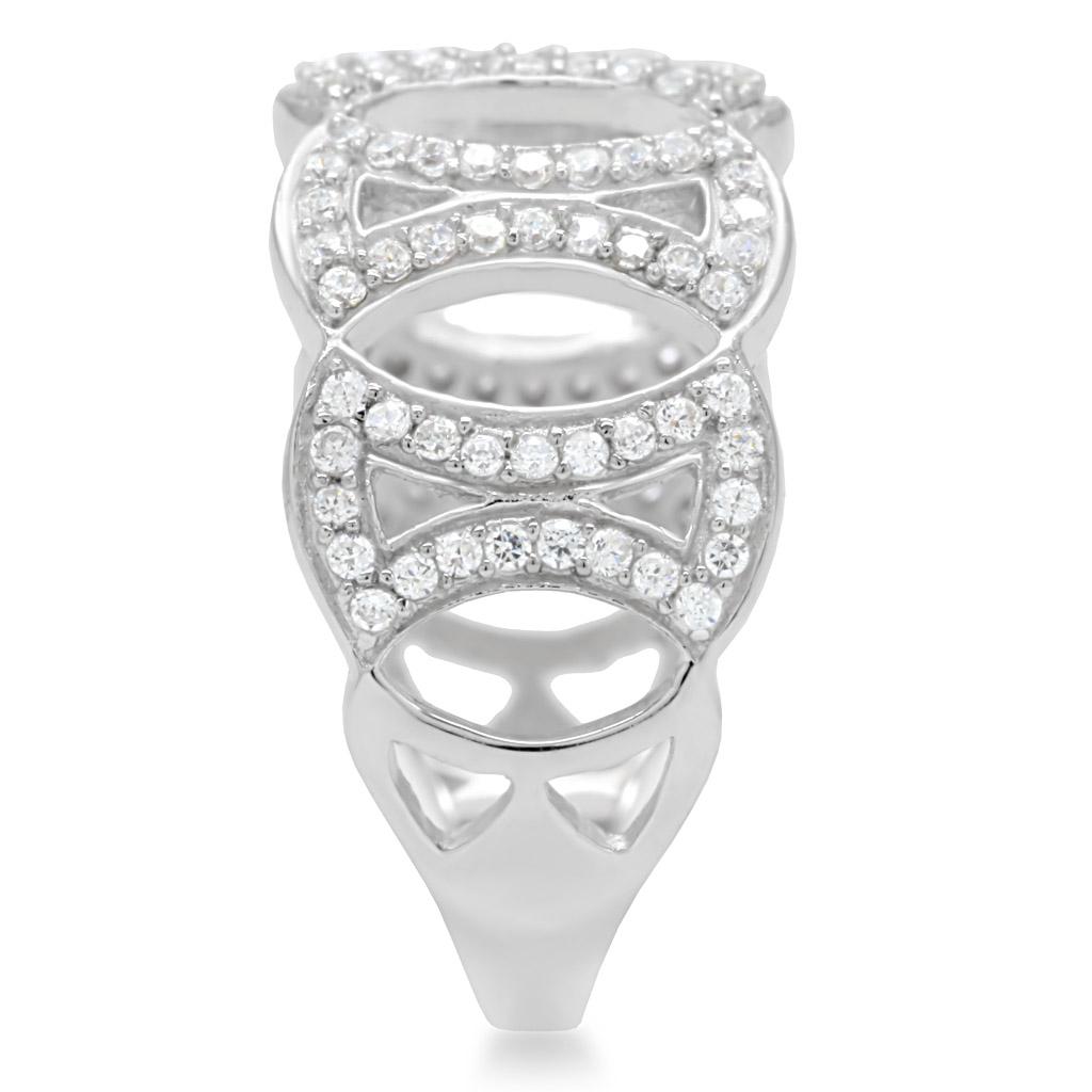 TS009 - Rhodium 925 Sterling Silver Ring with AAA Grade CZ  in Clear