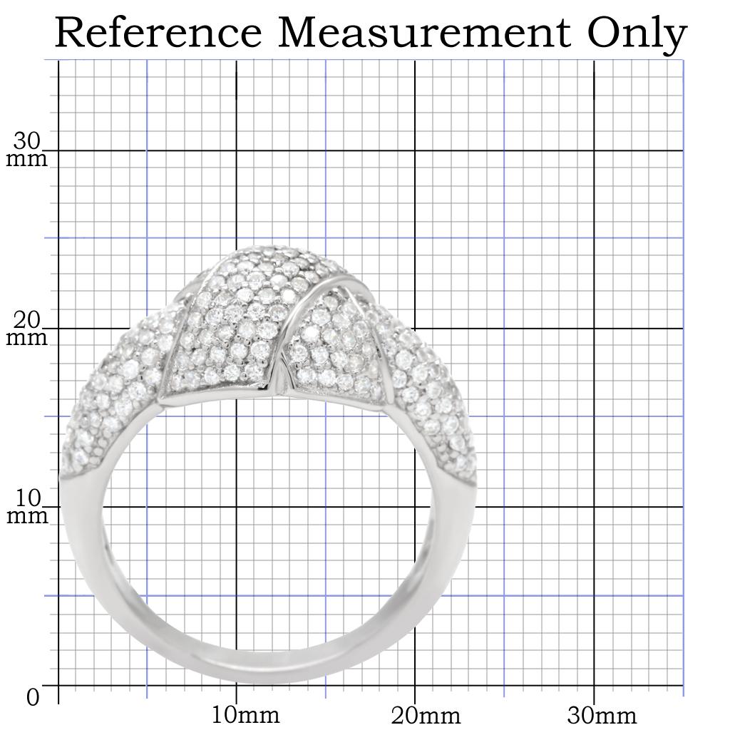 TS016 - Rhodium 925 Sterling Silver Ring with AAA Grade CZ  in Clear