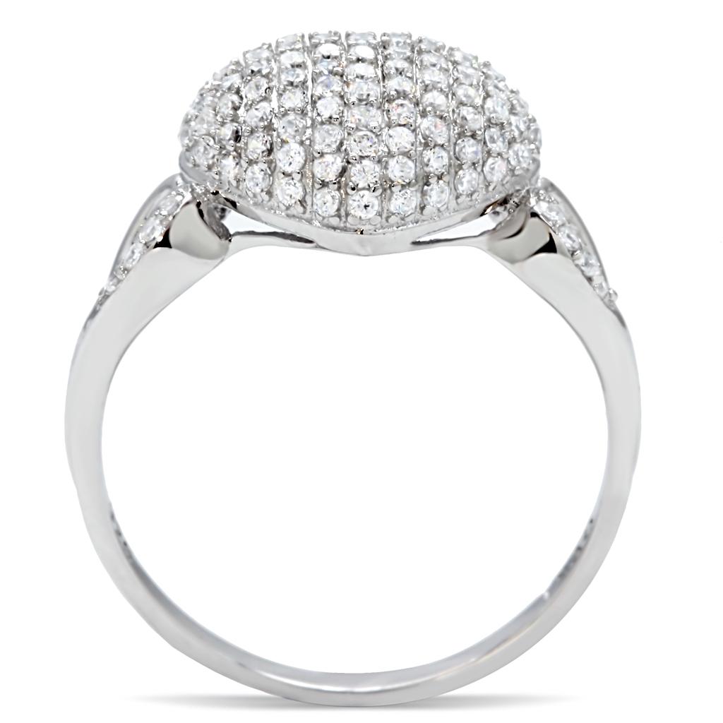 TS017 - Rhodium 925 Sterling Silver Ring with AAA Grade CZ  in Clear