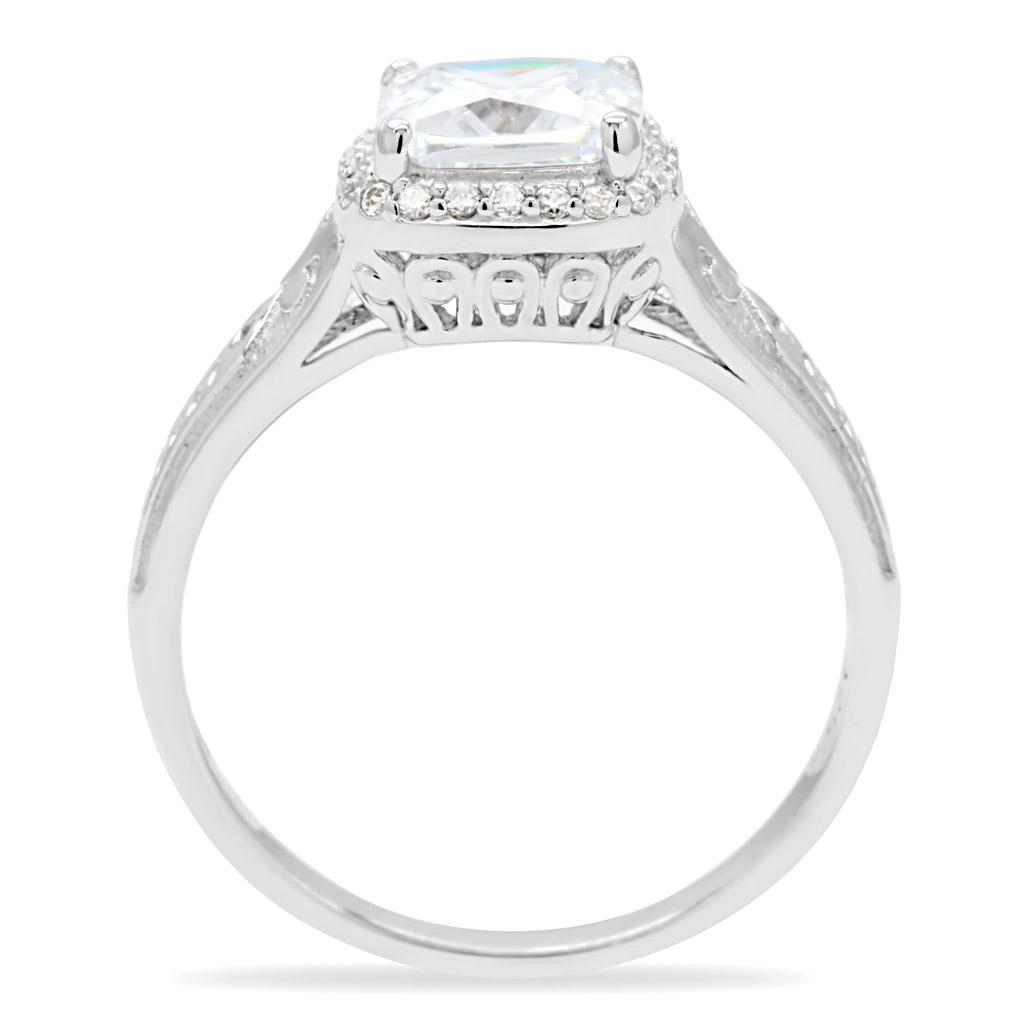 TS019 - Rhodium 925 Sterling Silver Ring with AAA Grade CZ  in Clear