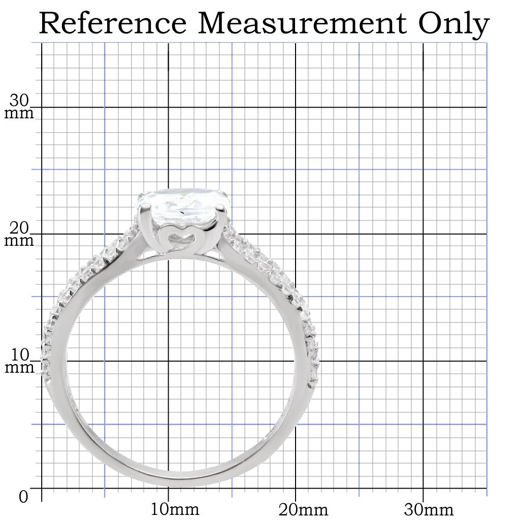 TS029 - Rhodium 925 Sterling Silver Ring with AAA Grade CZ  in Clear