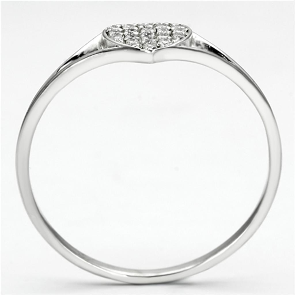 TS073 - Rhodium 925 Sterling Silver Ring with AAA Grade CZ  in Clear