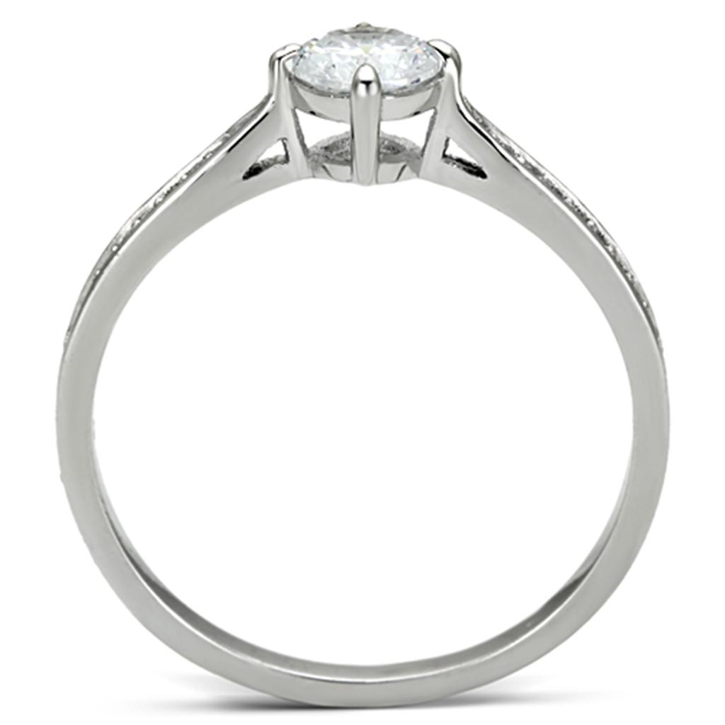 TS079 - Rhodium 925 Sterling Silver Ring with AAA Grade CZ  in Clear