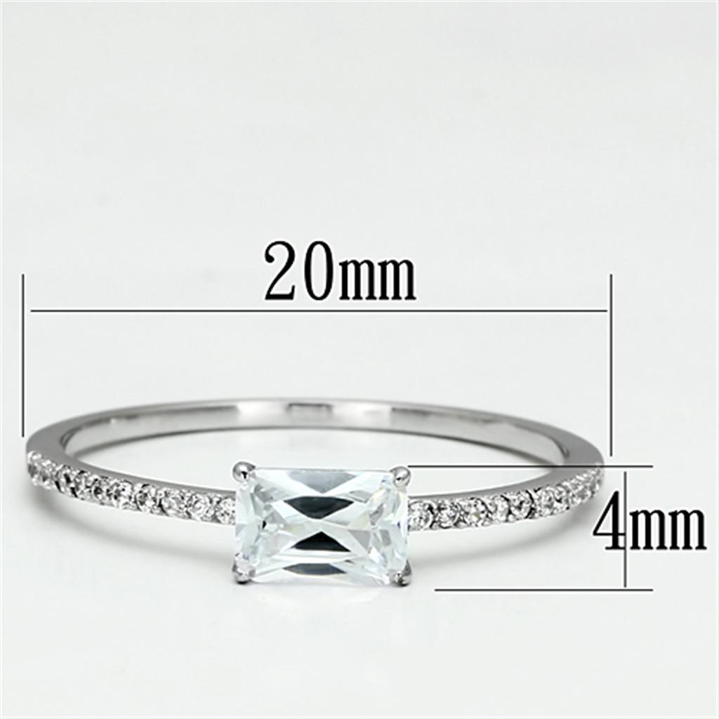 TS082 - Rhodium 925 Sterling Silver Ring with AAA Grade CZ  in Clear