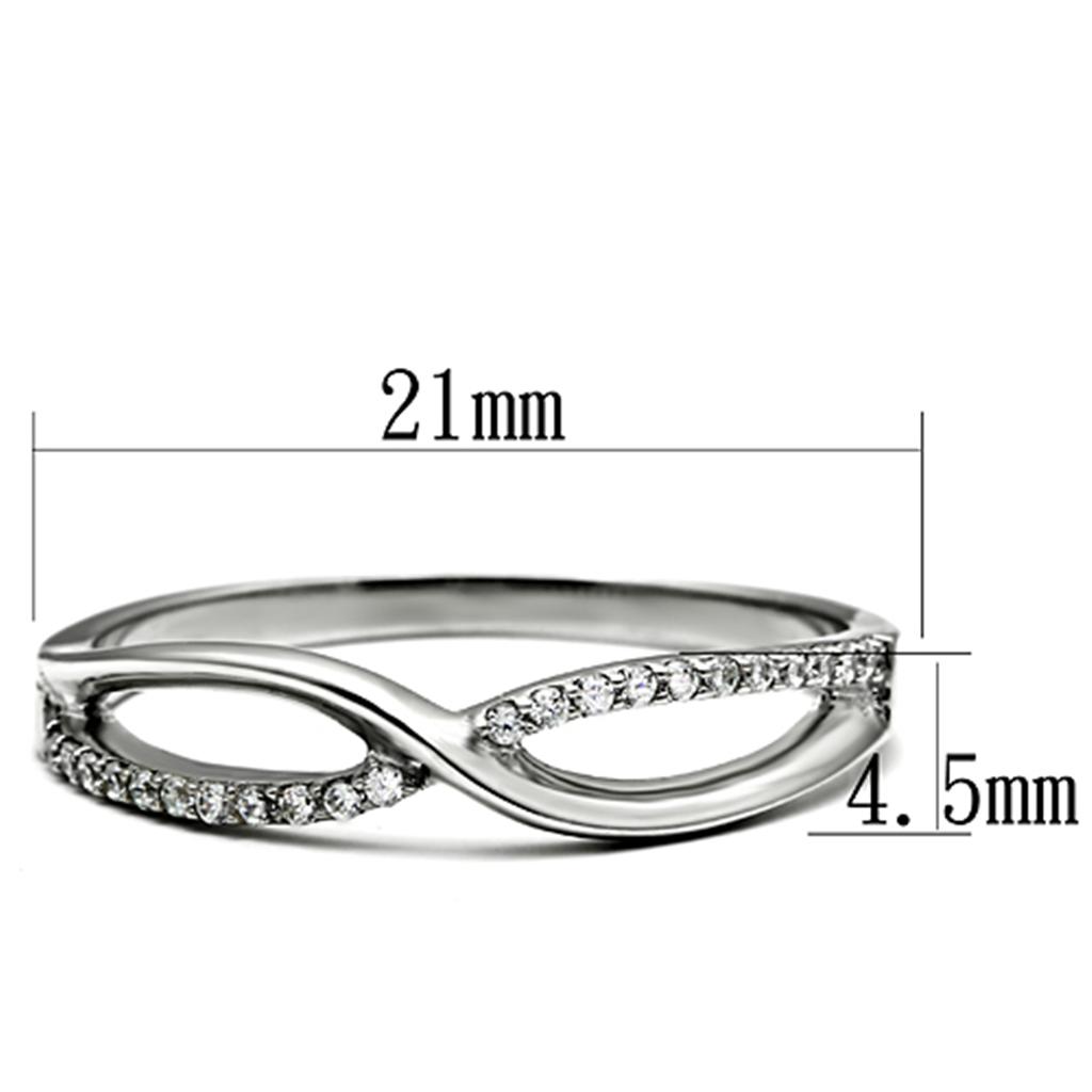 TS087 - Rhodium 925 Sterling Silver Ring with AAA Grade CZ  in Clear