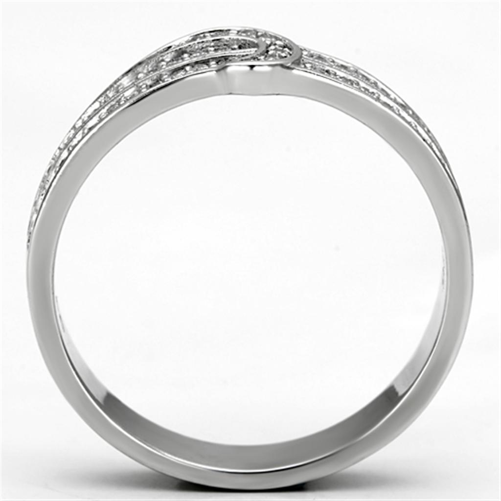 TS091 - Rhodium 925 Sterling Silver Ring with AAA Grade CZ  in Clear