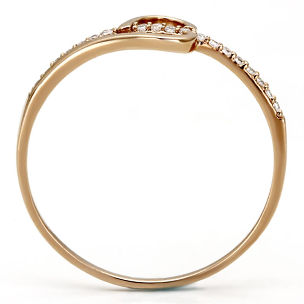 TS095 - Rose Gold 925 Sterling Silver Ring with AAA Grade CZ  in Clear