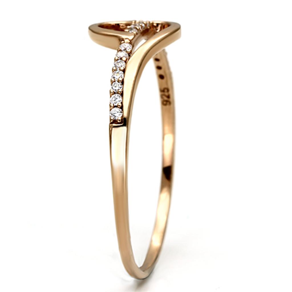 TS095 - Rose Gold 925 Sterling Silver Ring with AAA Grade CZ  in Clear