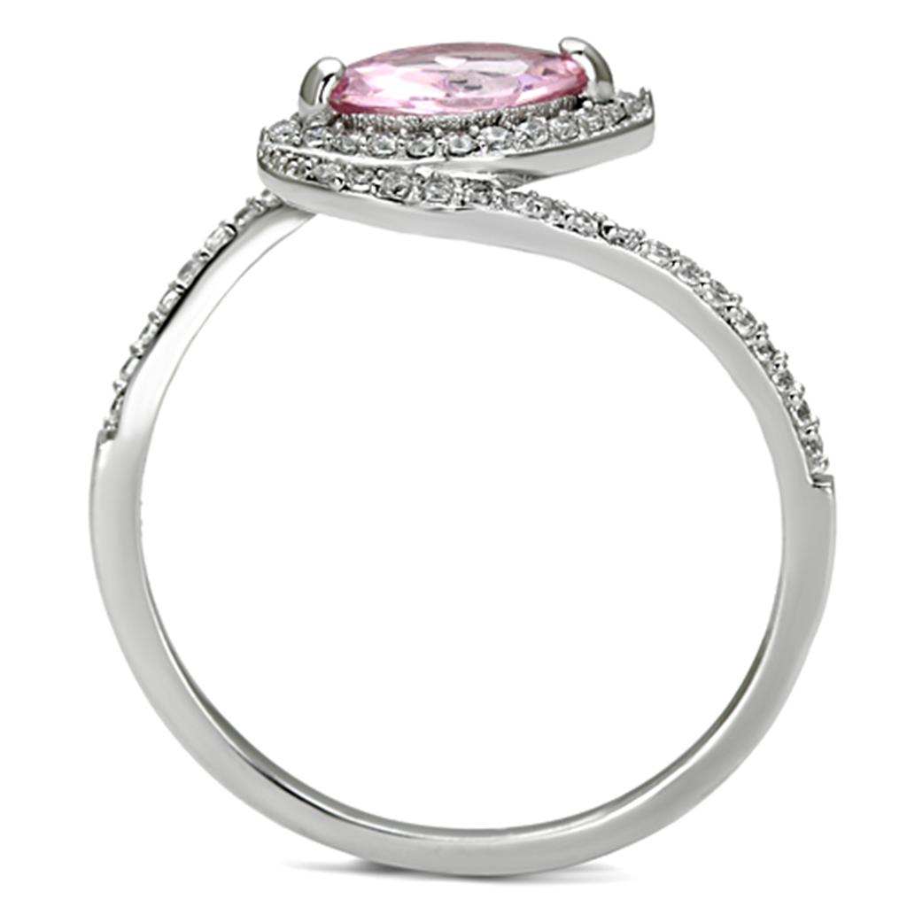 TS101 - Rhodium 925 Sterling Silver Ring with AAA Grade CZ  in Rose