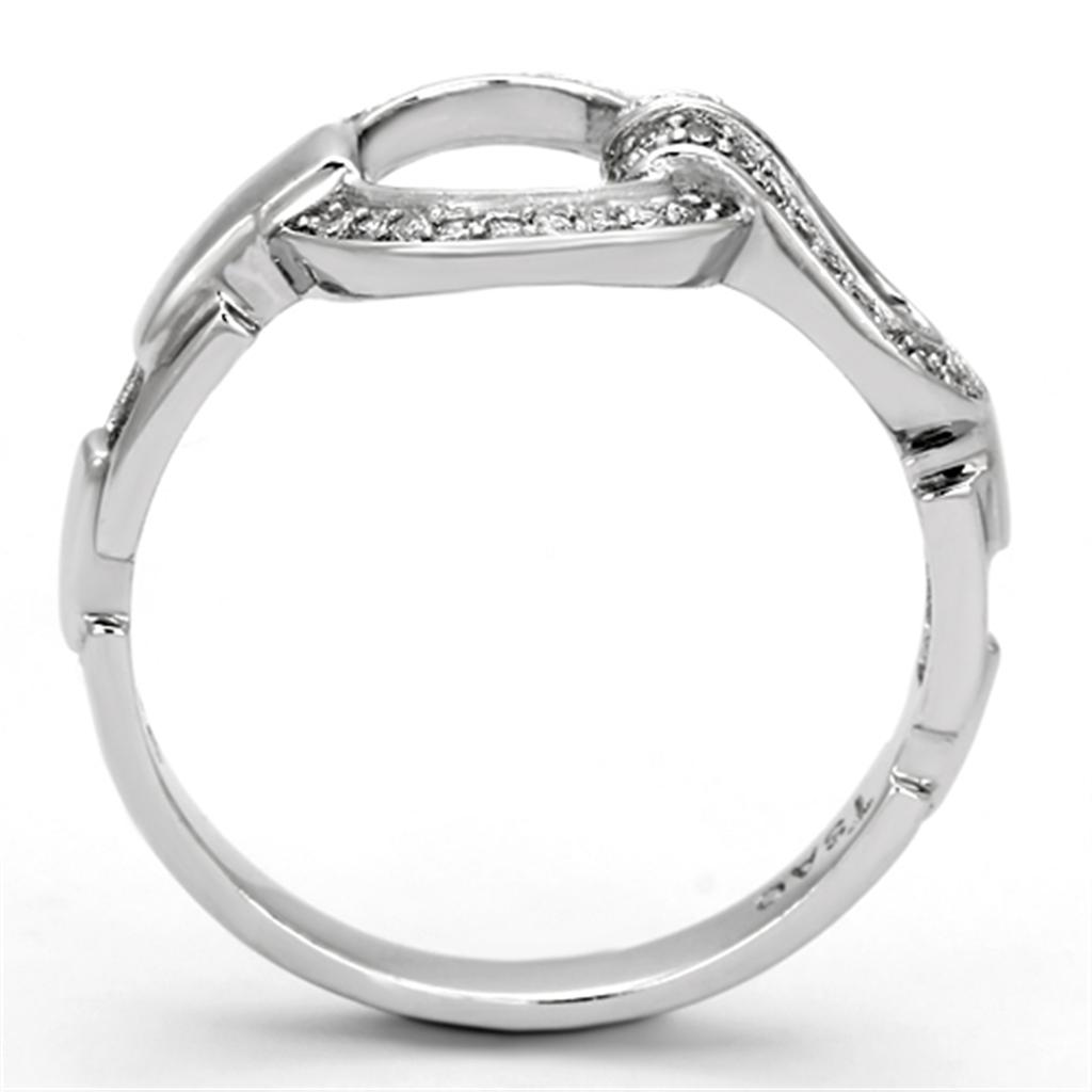 TS105 - Rhodium 925 Sterling Silver Ring with AAA Grade CZ  in Clear