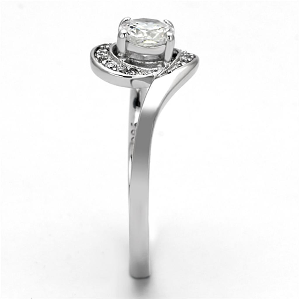 TS116 - Rhodium 925 Sterling Silver Ring with AAA Grade CZ  in Clear