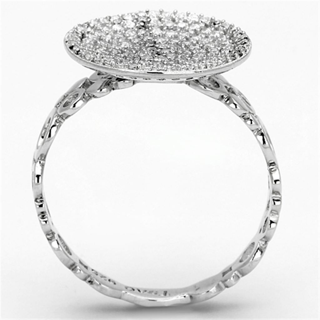 TS121 - Rhodium 925 Sterling Silver Ring with AAA Grade CZ  in Clear