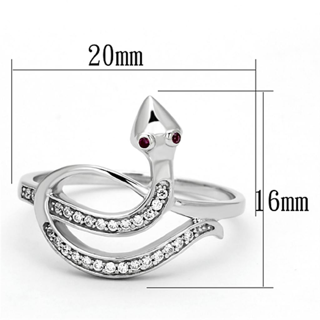 TS123 - Rhodium 925 Sterling Silver Ring with AAA Grade CZ  in Ruby