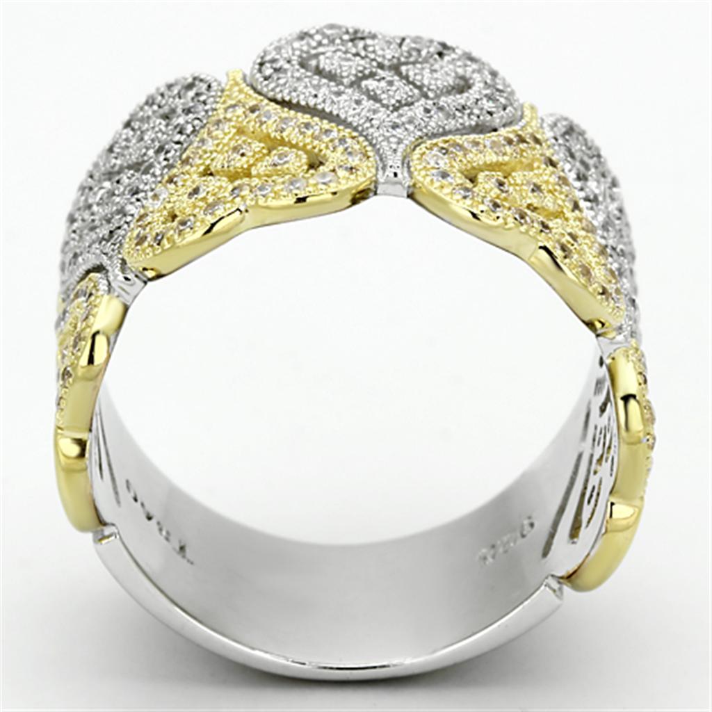 TS126 - Gold+Rhodium 925 Sterling Silver Ring with AAA Grade CZ  in Champagne