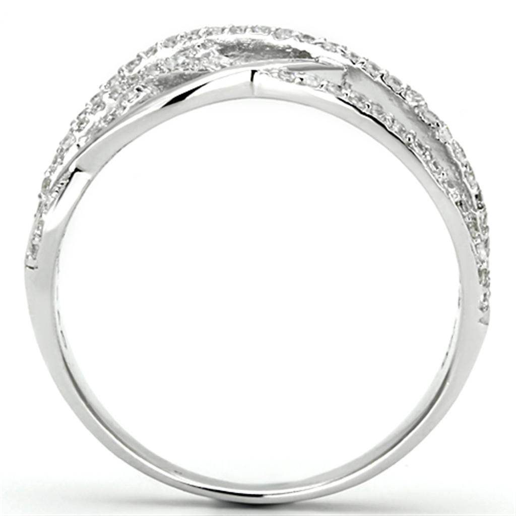 TS134 - Rhodium 925 Sterling Silver Ring with AAA Grade CZ  in Clear