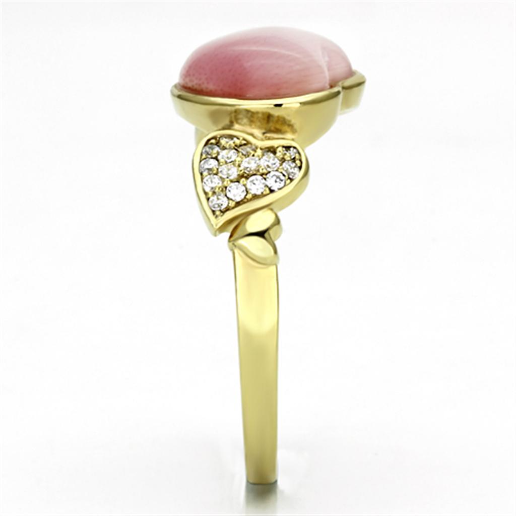 TS136 - Gold 925 Sterling Silver Ring with Synthetic Cat Eye in Rose