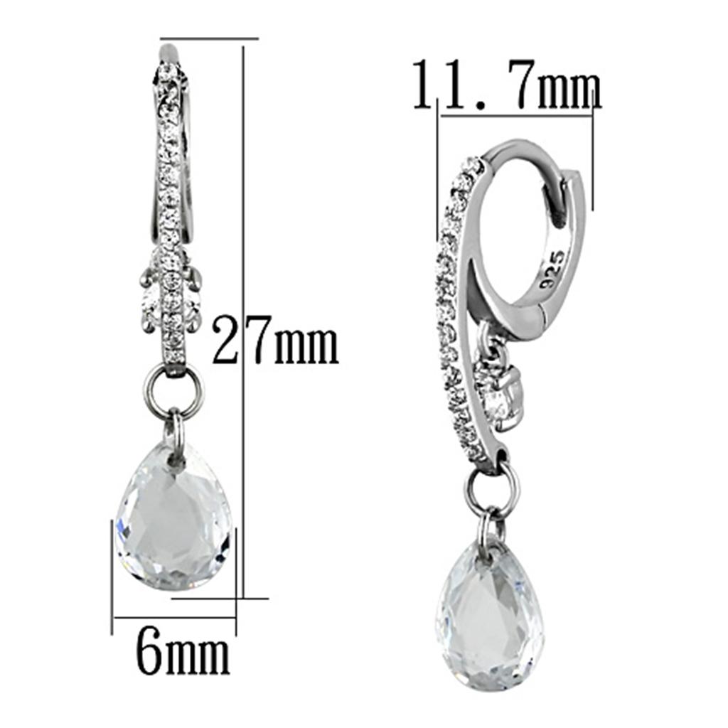 TS159 - Rhodium 925 Sterling Silver Earrings with AAA Grade CZ  in Clear