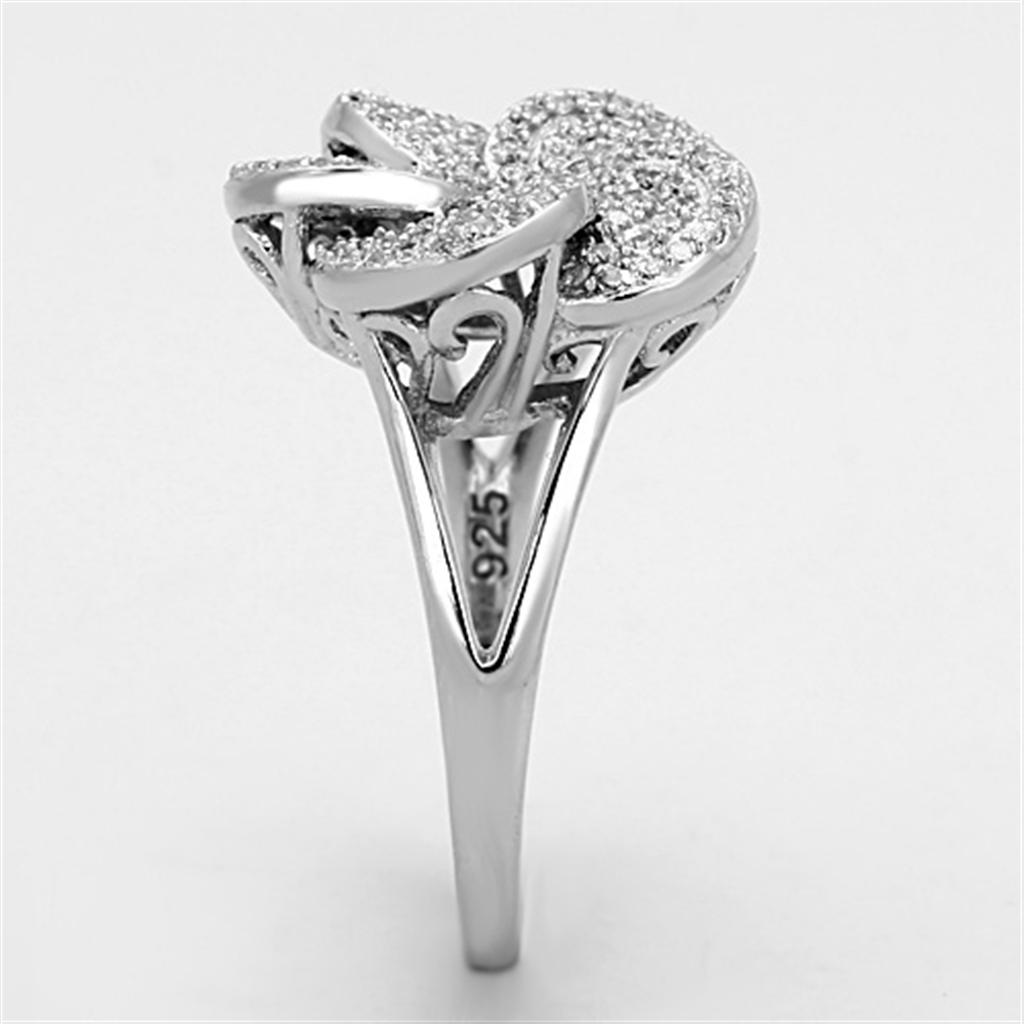 TS171 - Rhodium 925 Sterling Silver Ring with AAA Grade CZ  in Clear