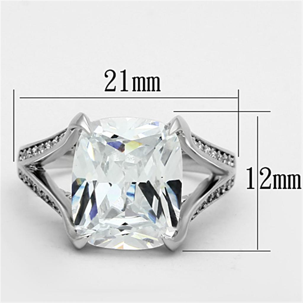 TS174 - Rhodium 925 Sterling Silver Ring with AAA Grade CZ  in Clear