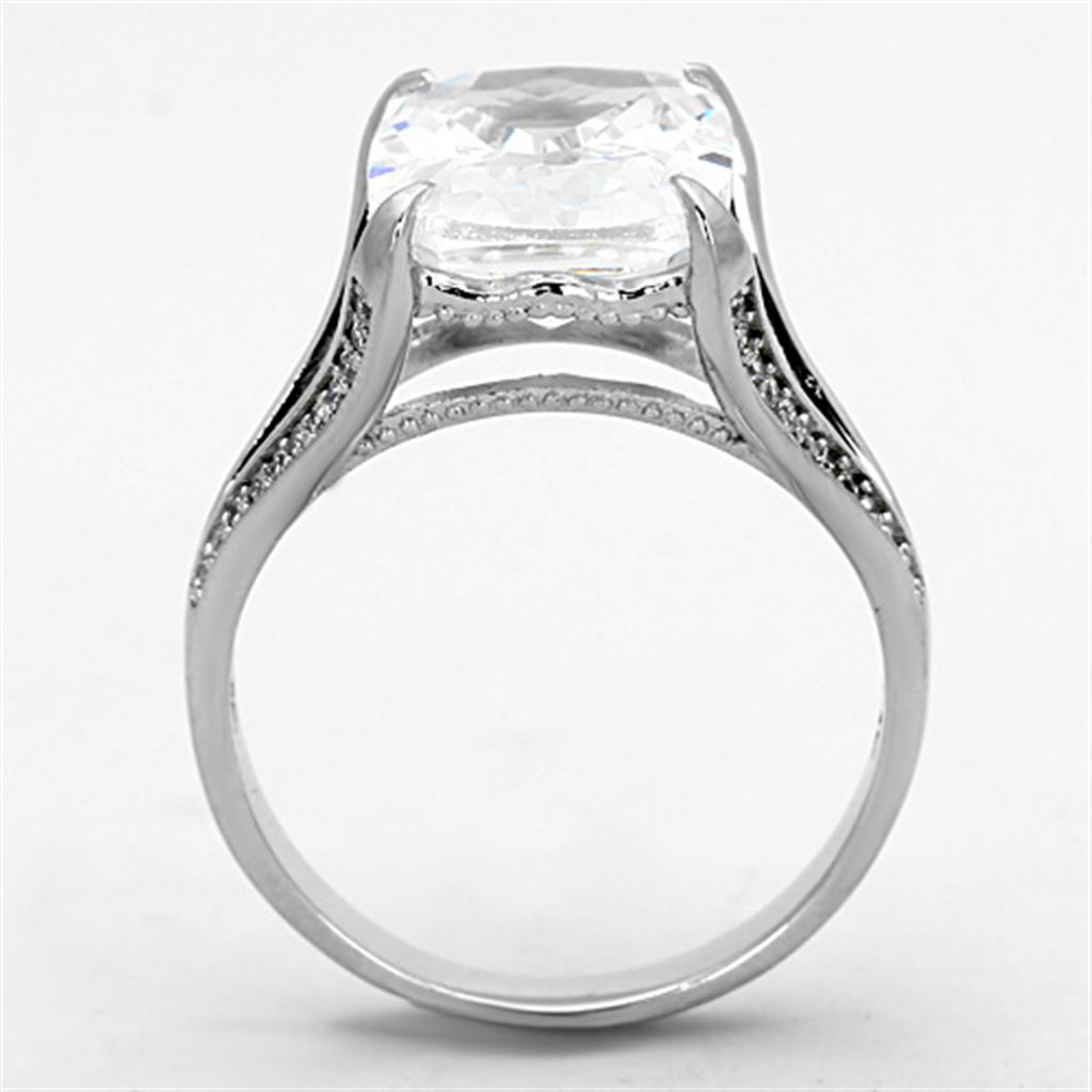 TS174 - Rhodium 925 Sterling Silver Ring with AAA Grade CZ  in Clear