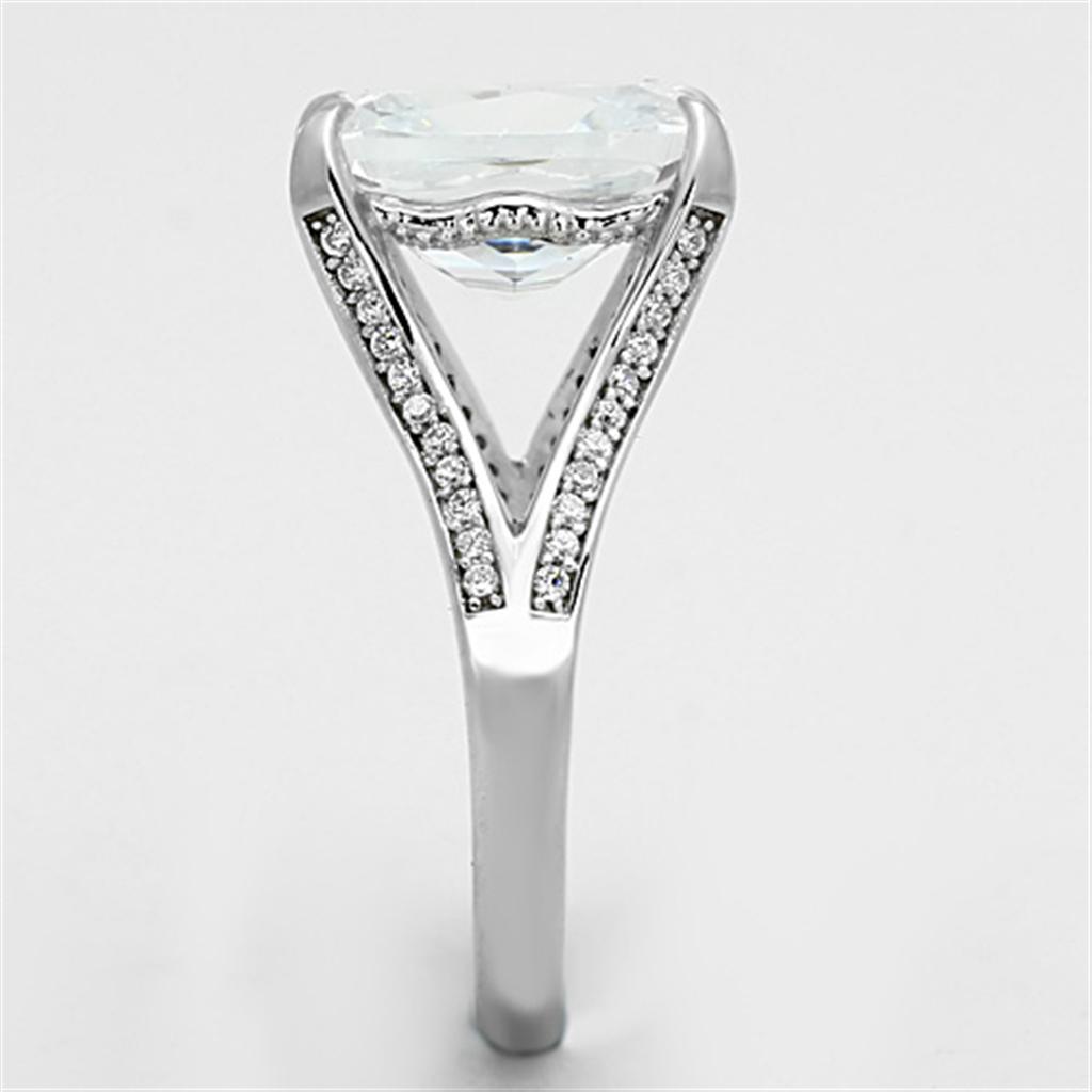 TS174 - Rhodium 925 Sterling Silver Ring with AAA Grade CZ  in Clear