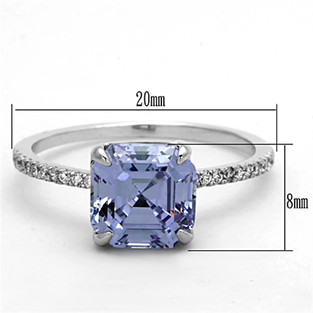 TS176 - Rhodium 925 Sterling Silver Ring with Cubic  in Light Amethyst