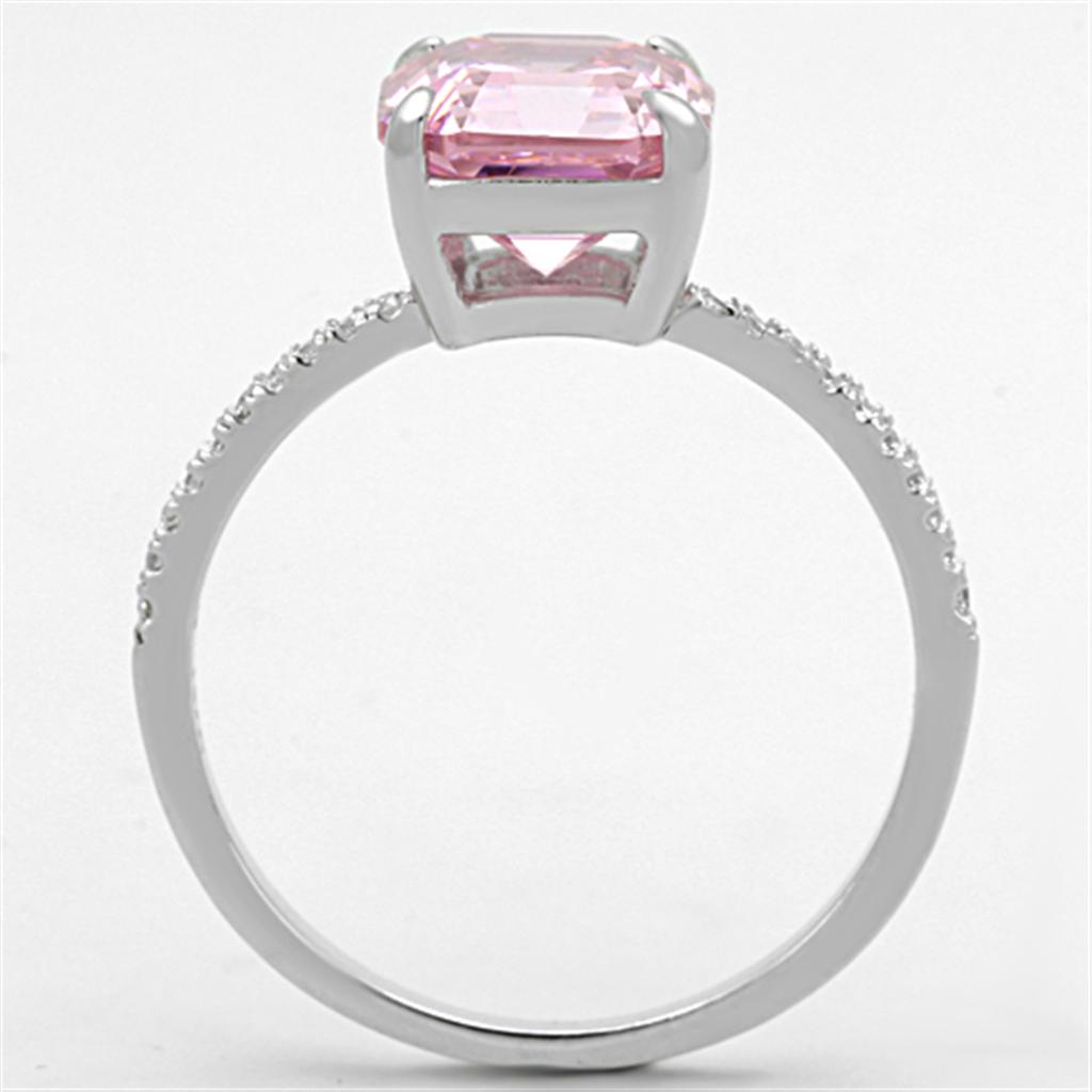 TS179 - Rhodium 925 Sterling Silver Ring with Cubic  in Rose